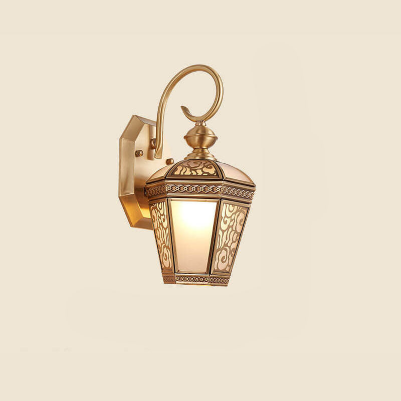Hexagonal Lantern Copper Glass Outdoor Light
