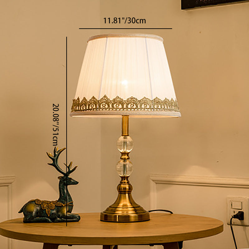 Round Trapezoidal Iron Crystal Table Lamp