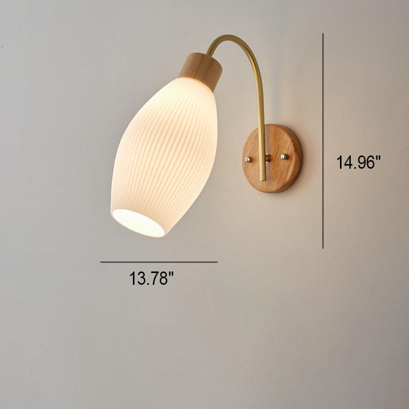 Round Solid Wood Striped Wall Lamp
