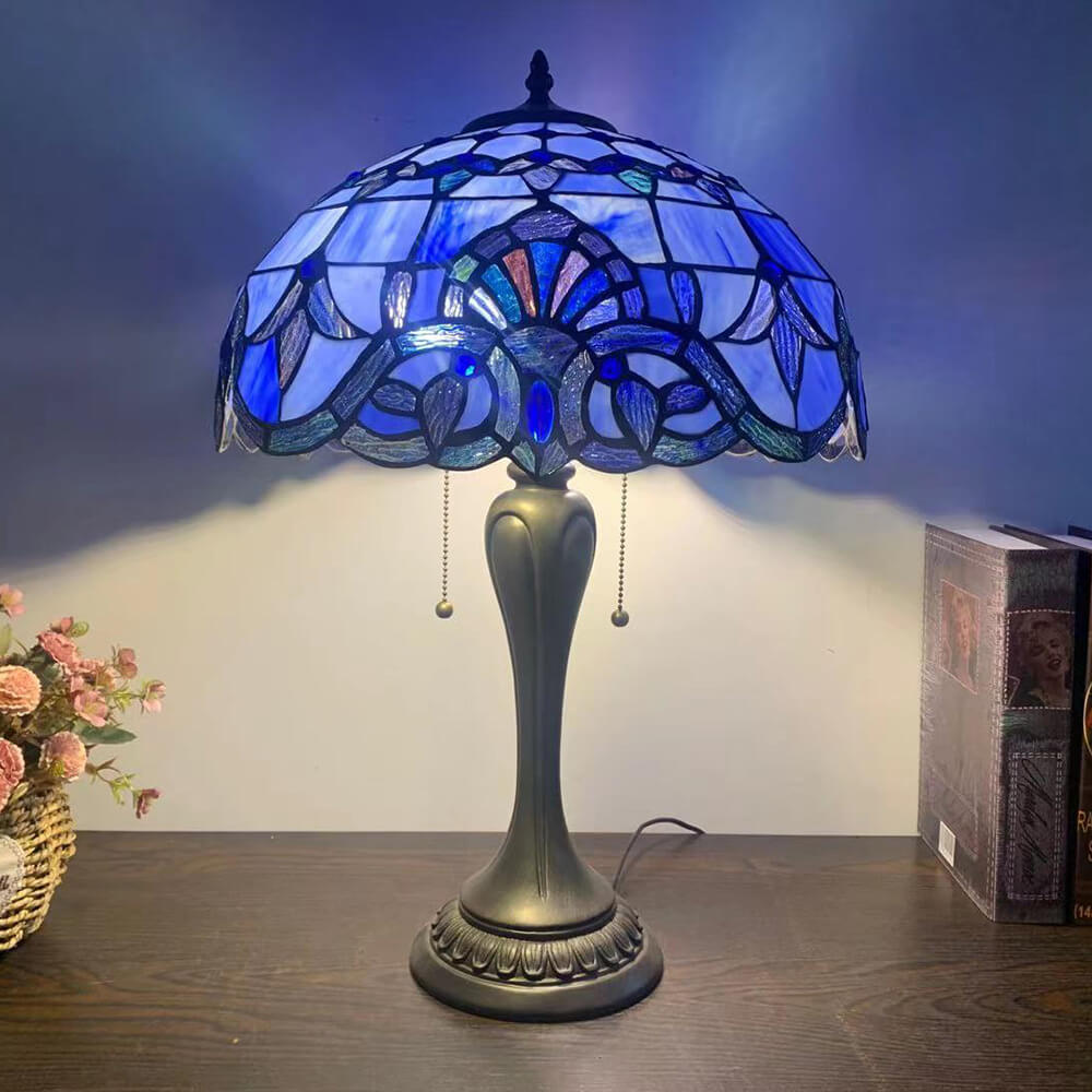 Flowers Stained Glass 2-Light Table Lamp
