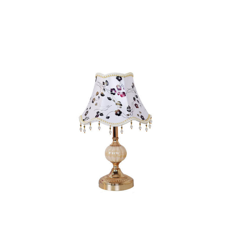 Fabric Floral Glass Plating Table Lamp