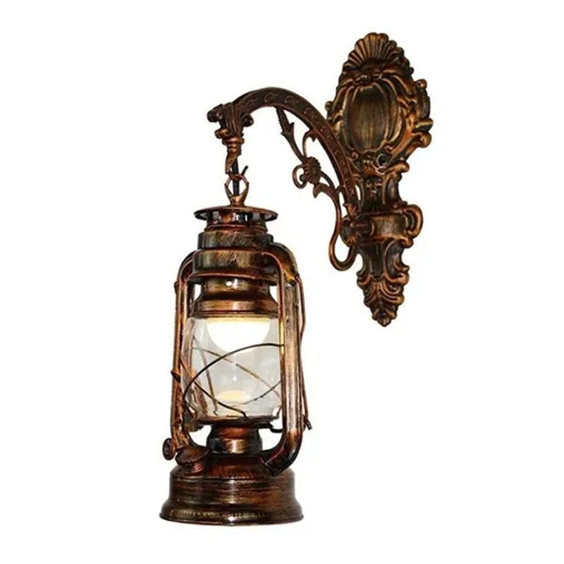 Iron Glass Cylinder Kerosene Wall Lamp