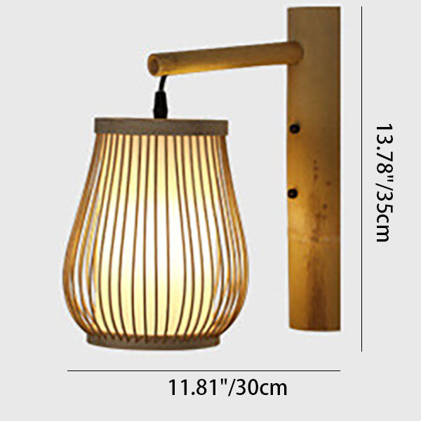 Weaving Bamboo Cage Shape Wall Lamp