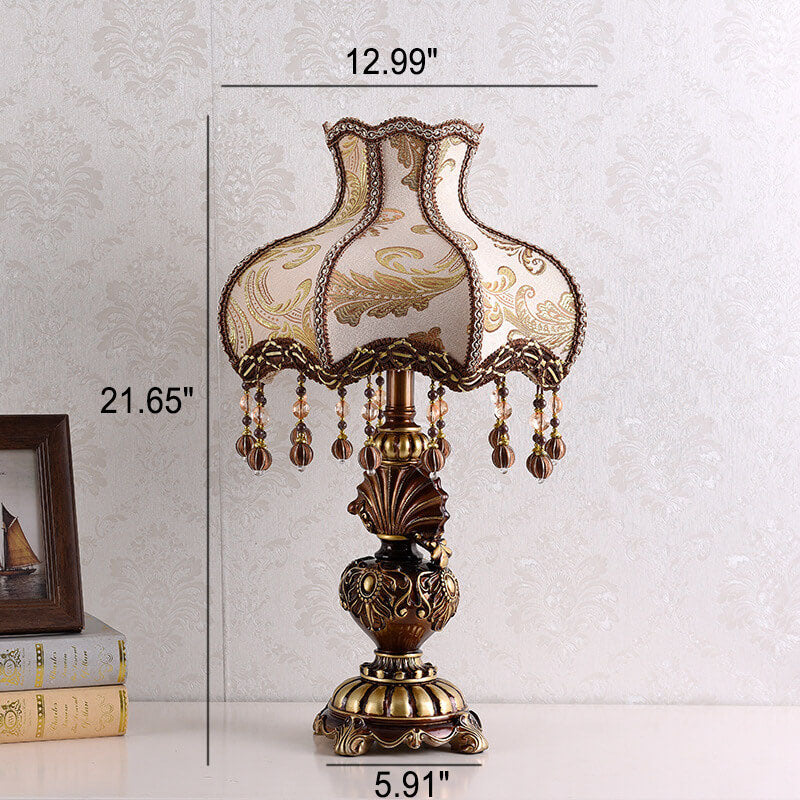 Fabric Tassel Resin Court Table Lamp