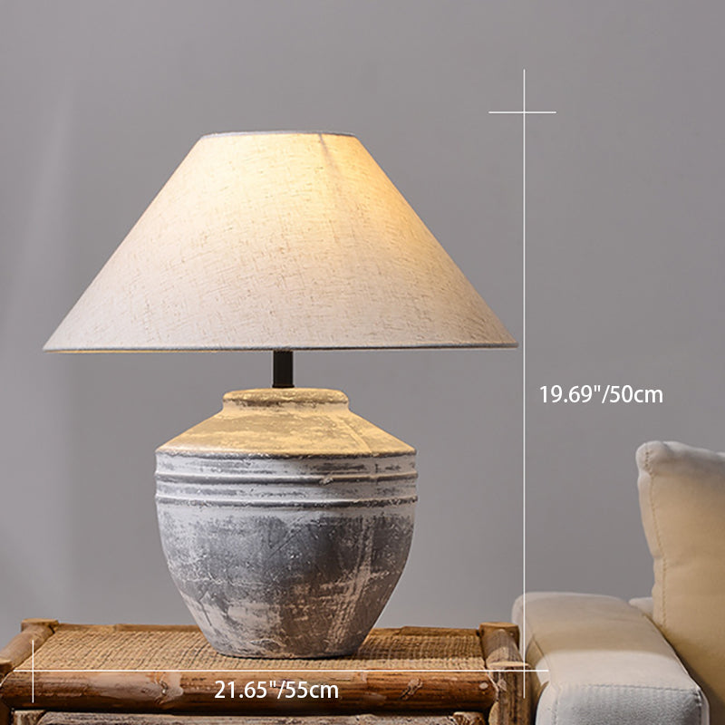 Ceramic Jar Linen Fabric Table Lamp