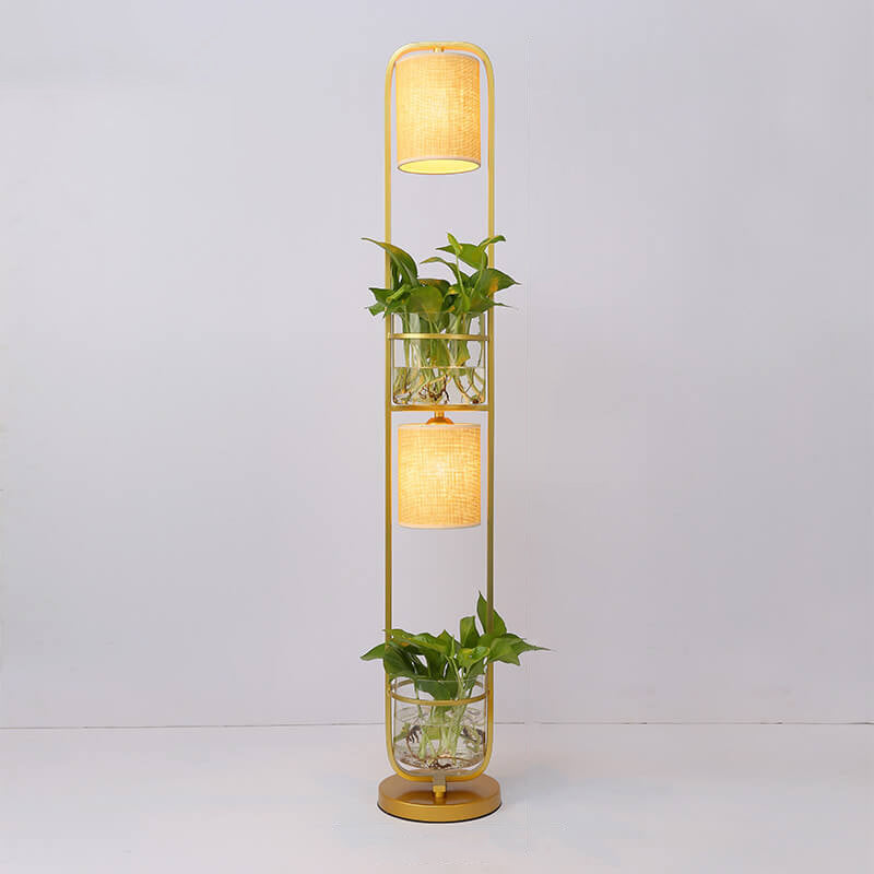 Fabric Iron Frame Hydroponic 2-Light Floor Lamp