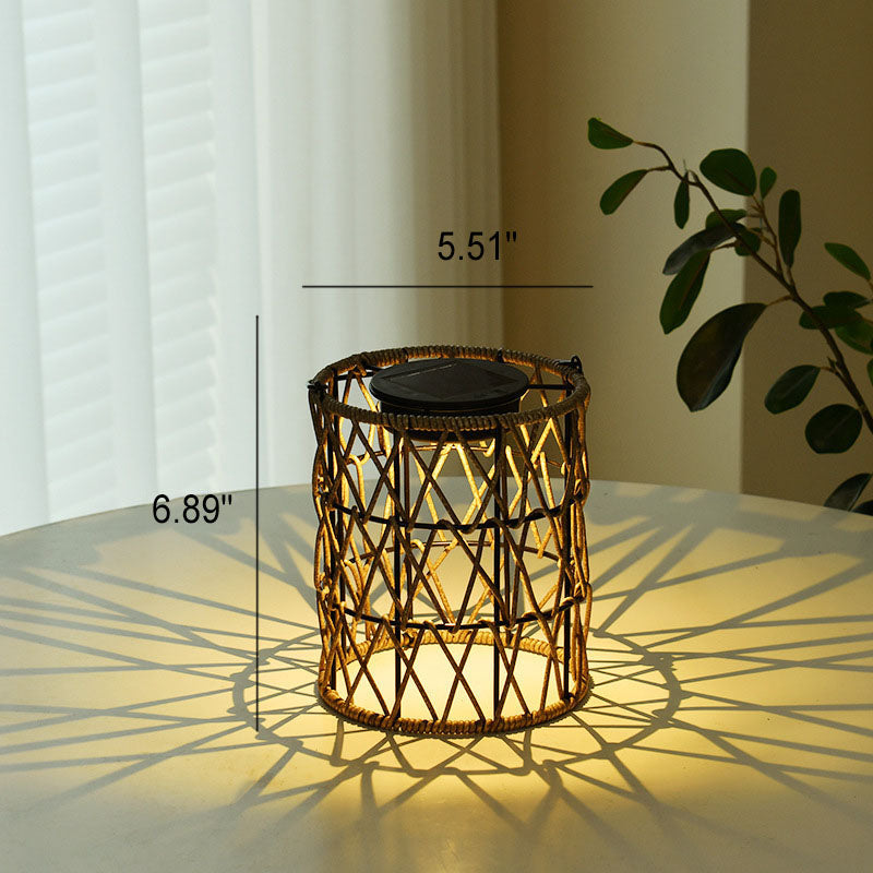 Rattan Weaving Cylinder Garden Outdoor Light