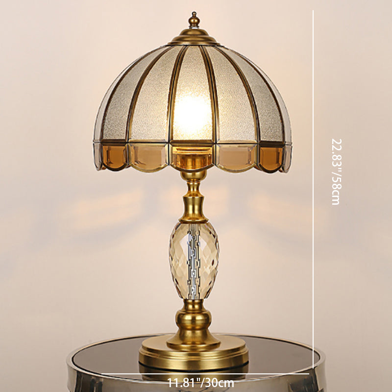 Umbrella Copper Crystal Glass Table Lamp