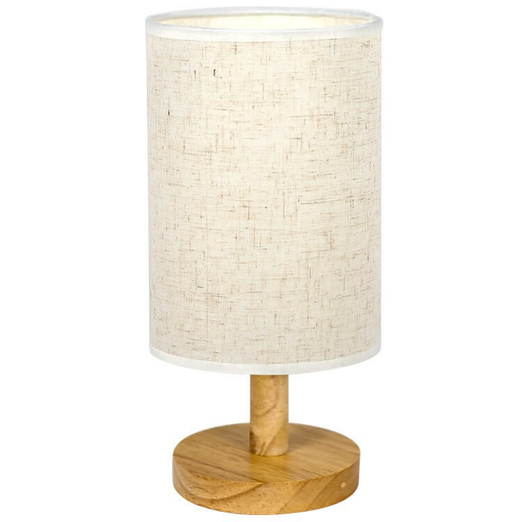 Fabric Cylinder Wood Table Lamp