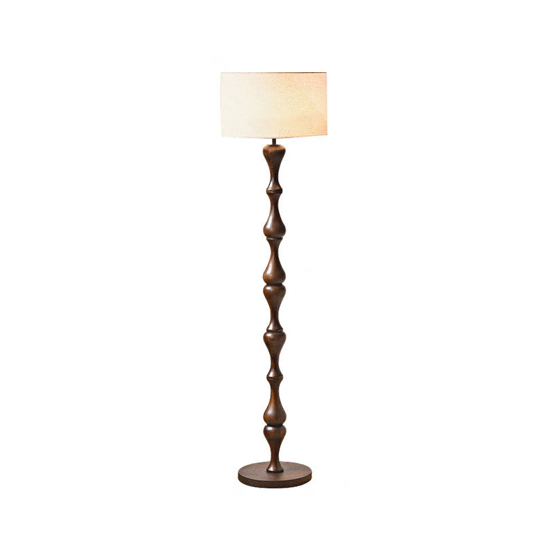 Cylindrical Solid Wood Fabric Floor Lamp