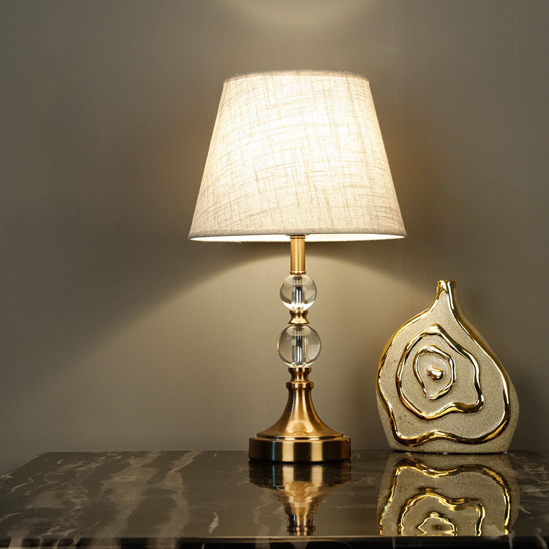 Column Crystal Iron Fabric Table Lamp