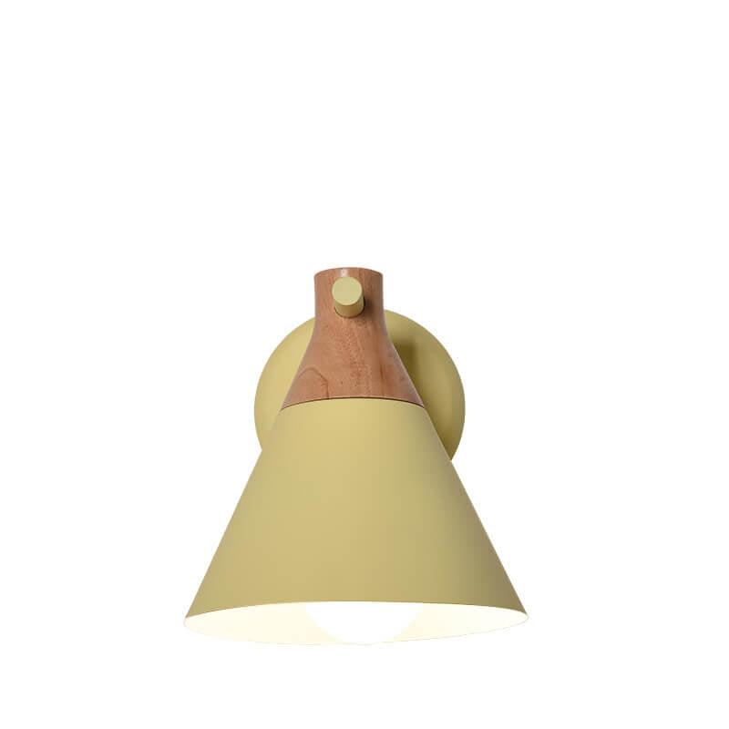 Solid Wood Macaron Cone Wall Lamp