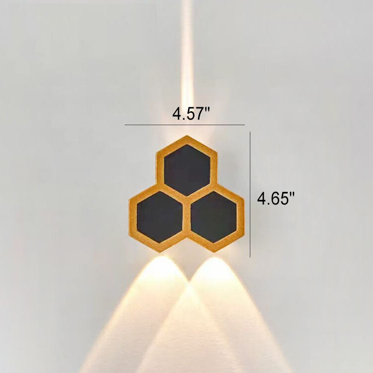 Hexagonal Combination Black Gold Outdoor Light