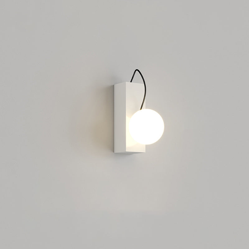 Cream Iron Cuboid Displaceable Wall Lamp