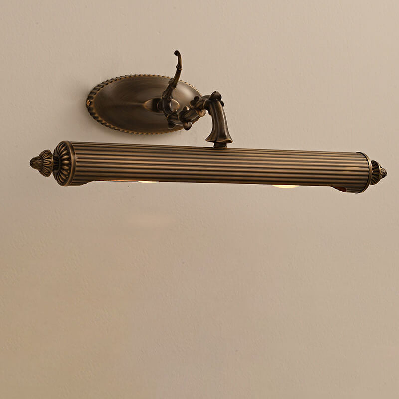 Antique Copper Cylindrical Mirror 2-Light Wall Lamp