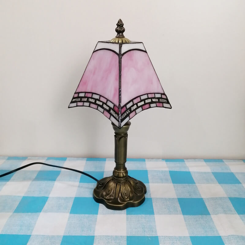 Square Stained Glass Iron Table Lamp