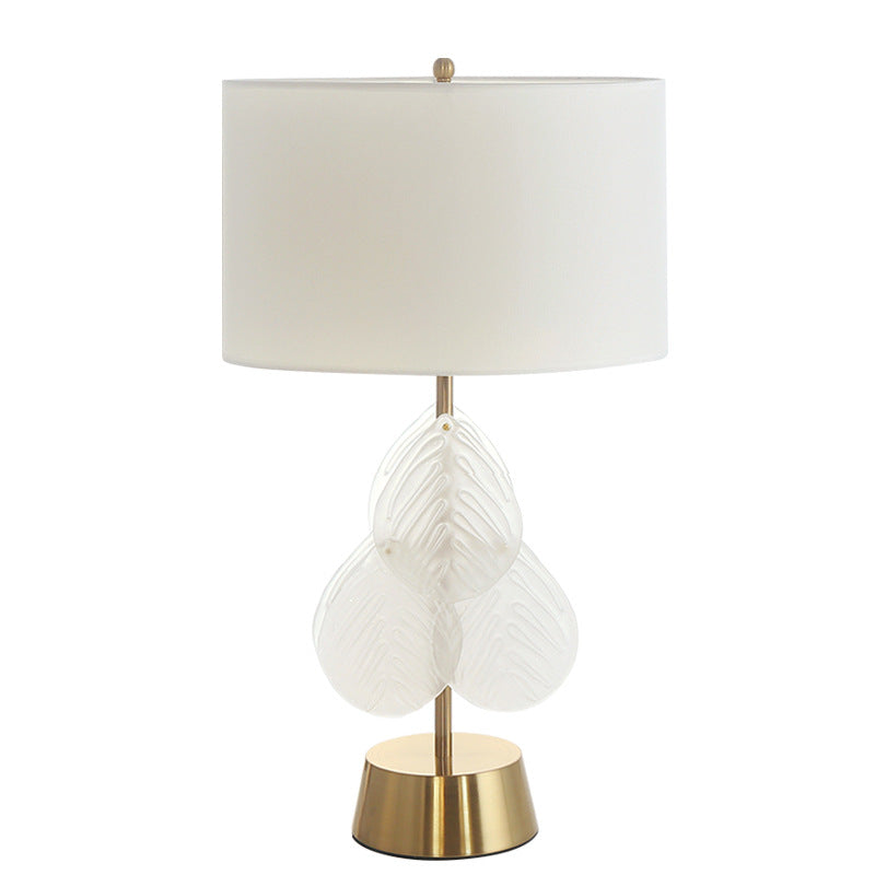 Metal Glass Fabric Cylinder Table Lamp