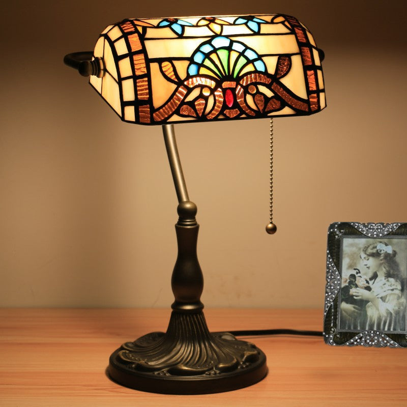 Baroque Stained Glass Bank Table Lamp