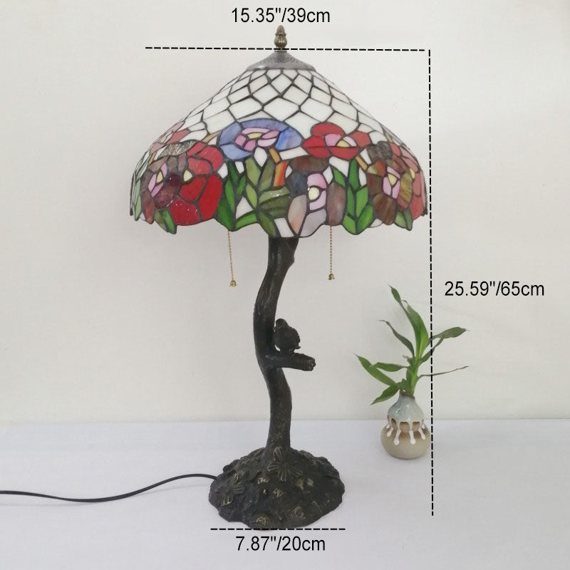 Flower Stained Glass Resin 2-Light Table Lamp