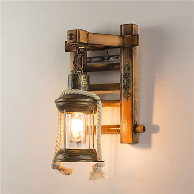 Wood Iron Wall Lamp
