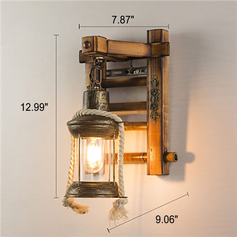 Wood Iron Wall Lamp