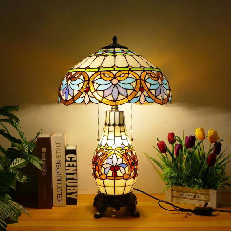 Baroque Umbrella Resin Stained 3-Light Table Lamp