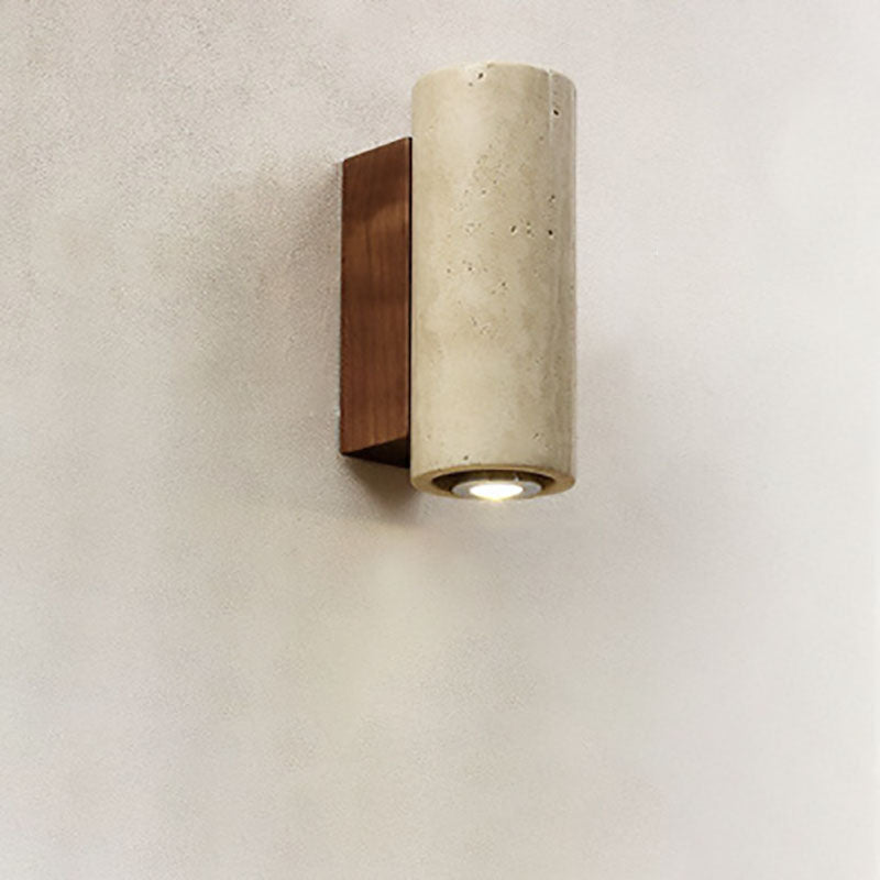 Round Square Yellow Travertine Wall Lamp