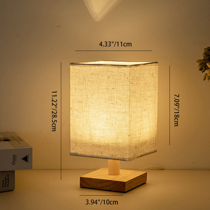 Fabric Square Bedroom Table Lamp