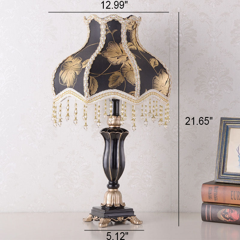 Fabric Cone Tassel Resin Table Lamp