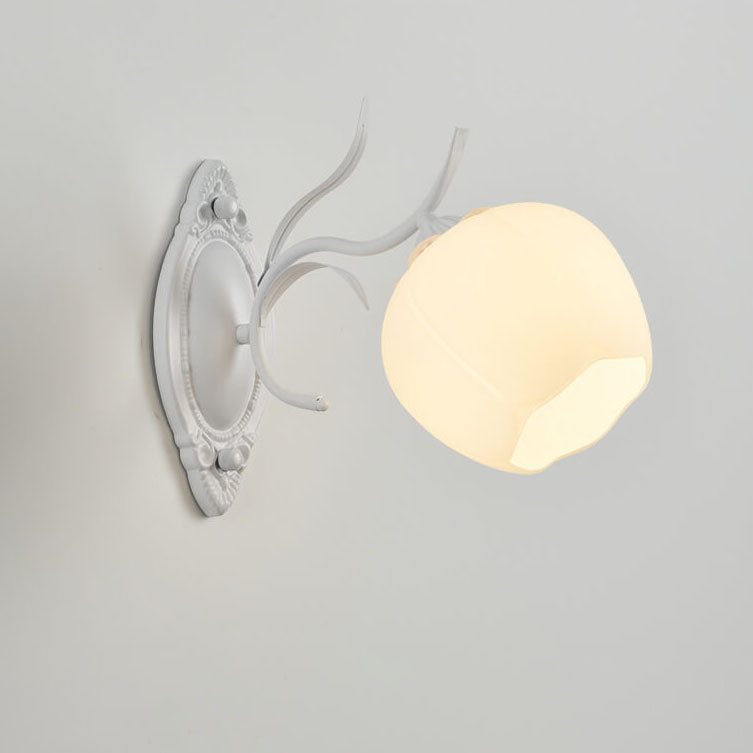 Floral Glass Round 1/2 Wall Lamp