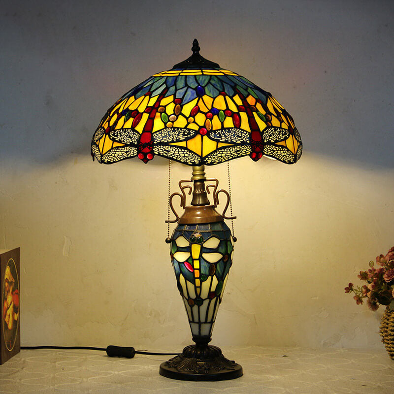 Stained Glass Hexagonal Dome 2-Light Table Lamp