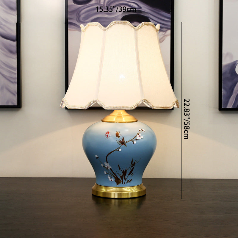 Plum Blossom Cylindrical Copper Table Lamp