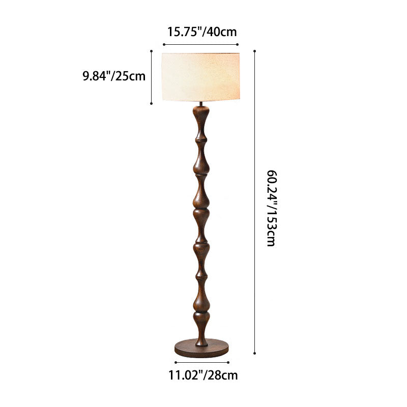 Cylindrical Solid Wood Fabric Floor Lamp