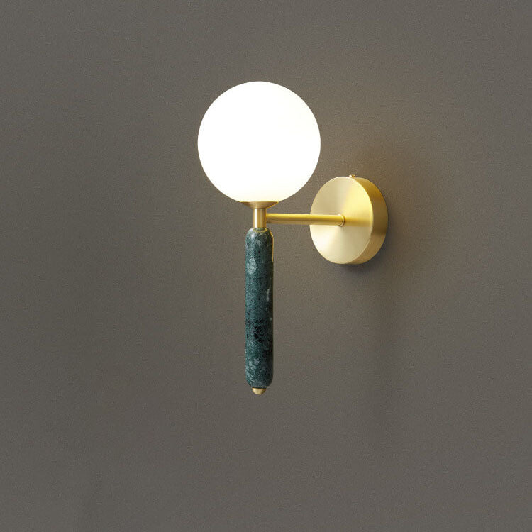 Ball Marble Straight Arm Wall Lamp