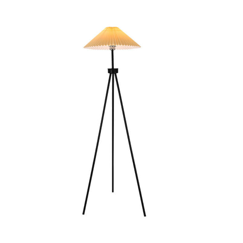 Pleated Canvas Iron Tripod Floor Lamp