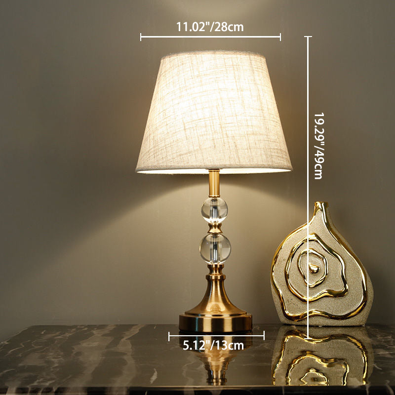 Column Crystal Iron Fabric Table Lamp
