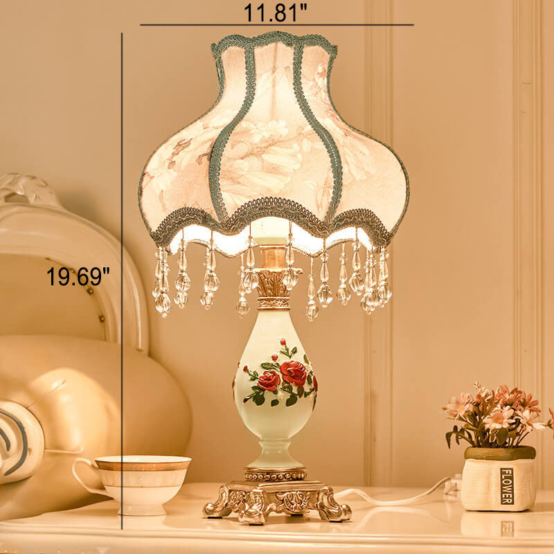 Carving Resin Fabric Alloy Table Lamp
