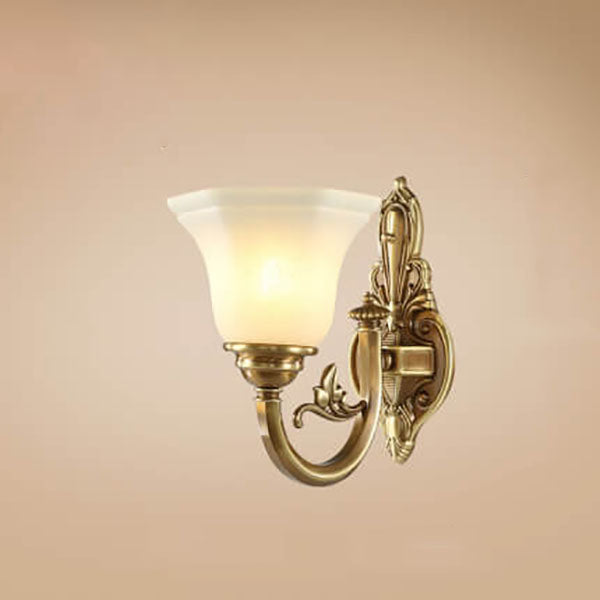 Brass Glass Cone Carved Wall Lamp