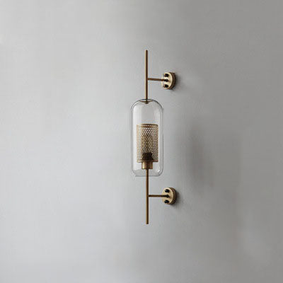 Cylinder Glass Iron Finish Wall Lamp