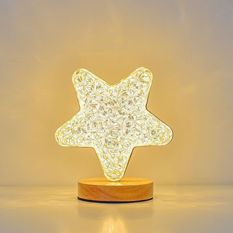Acrylic Moon Star Wood Table Lamp