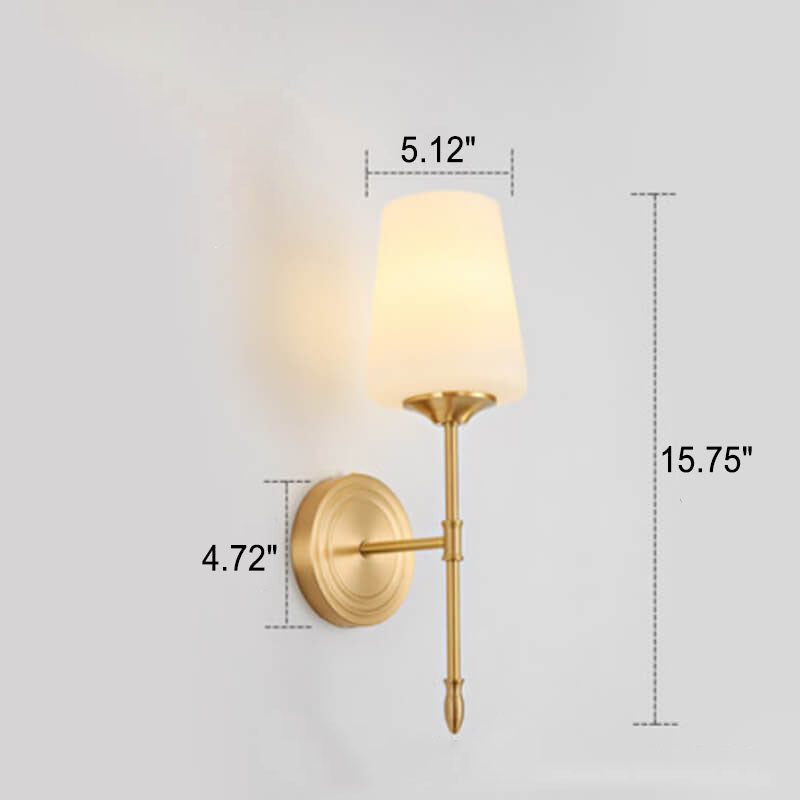 Brass Fabric Glass Straight Wall Lamp