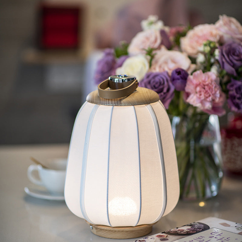 Leather Wood Stainless Steel Table Lamp