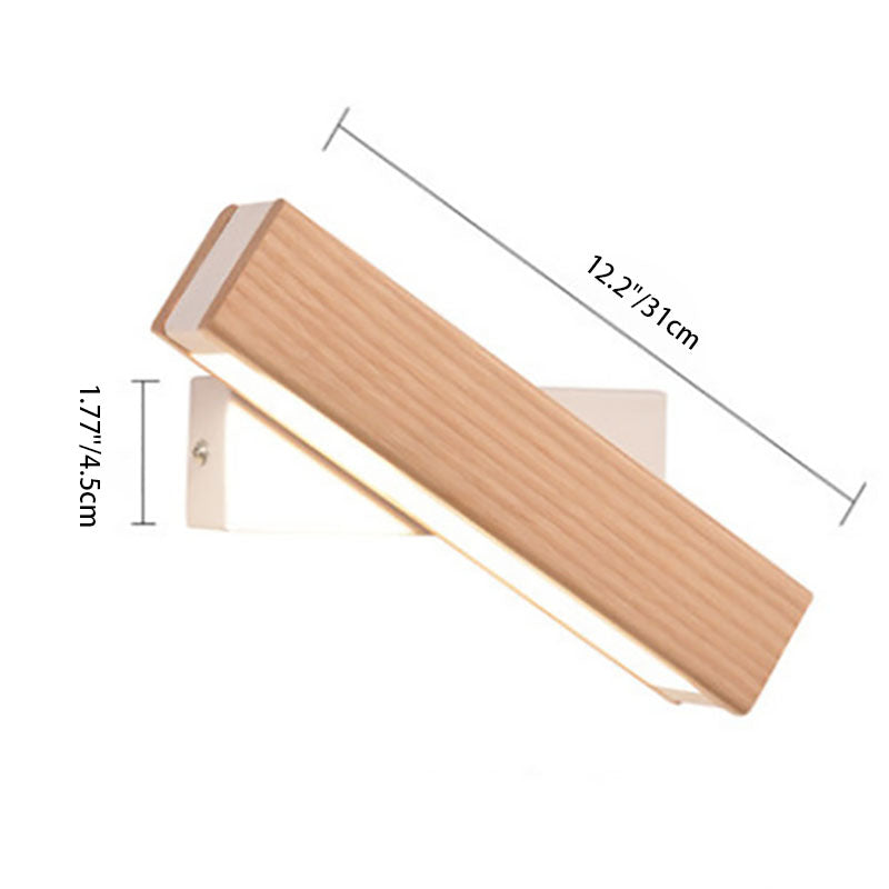 Rectangular Solid Wood Iron Wall Lamp