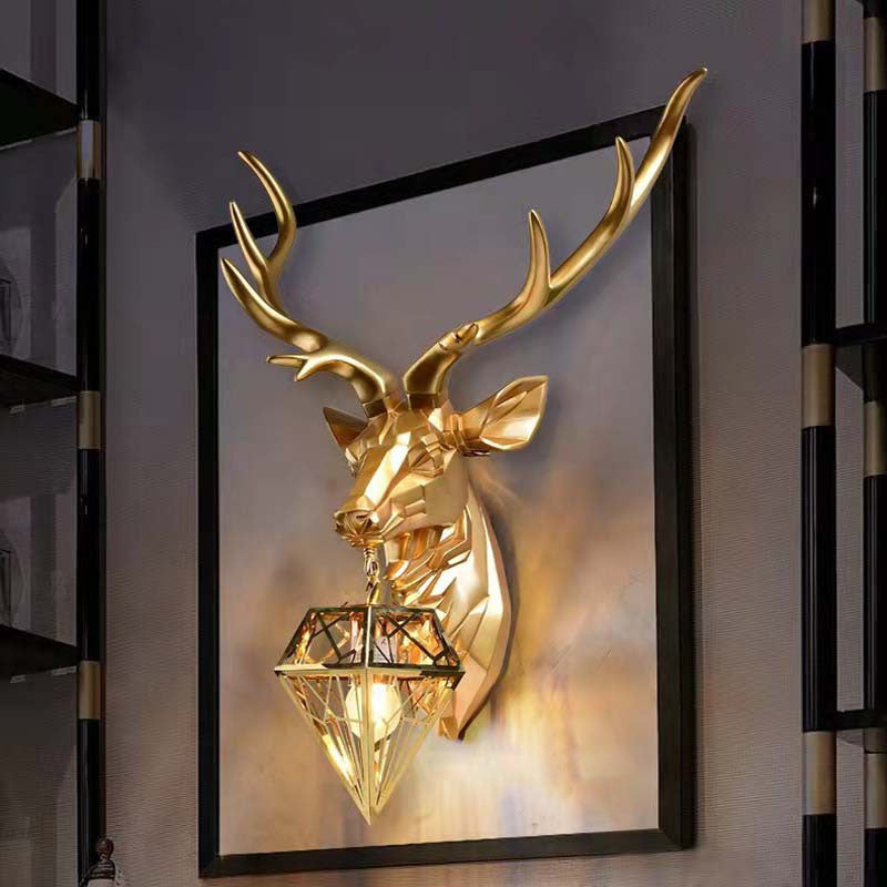 Deer Head Resin Living Wall Lamp