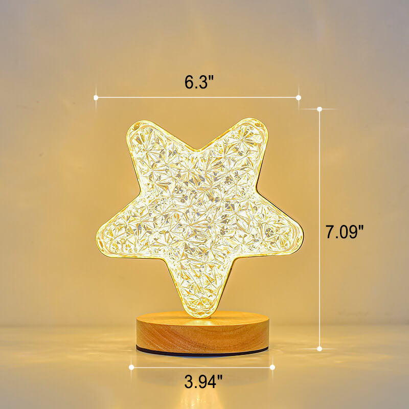 Acrylic Moon Star Wood Table Lamp