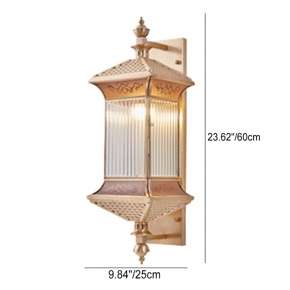 Brass Finish Frame Glass Outdoor Light