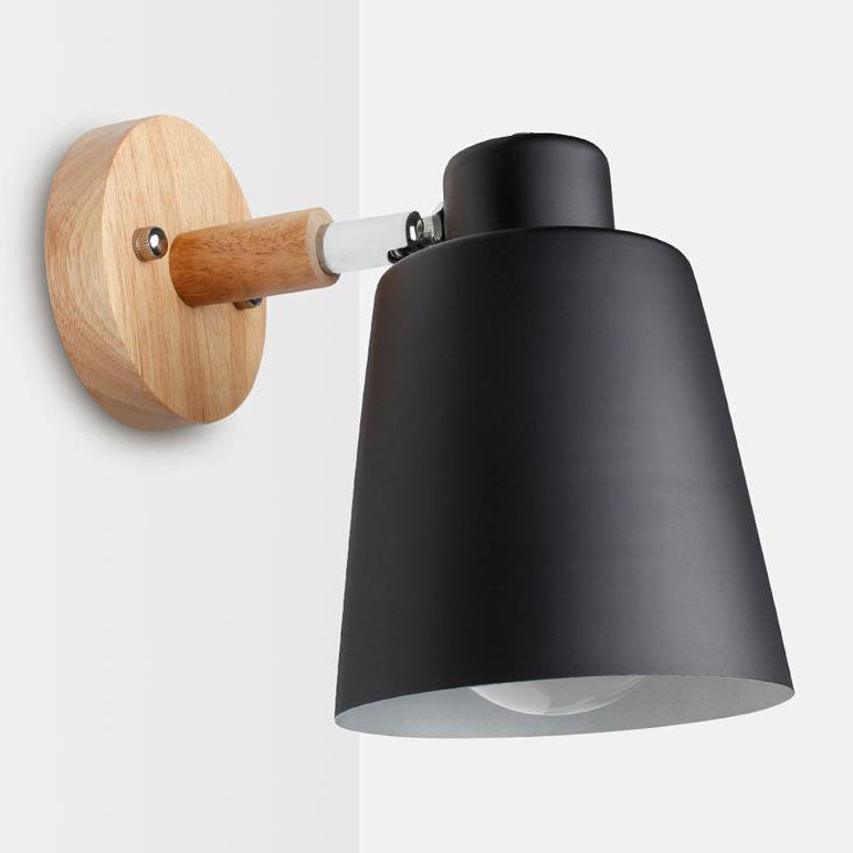 Solid Color Iron Wood Wall Lamp