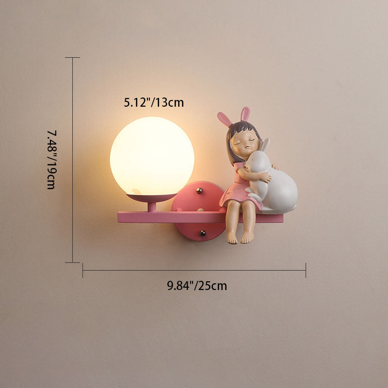 Kids Girls Unicorn Orb Wall Lamp