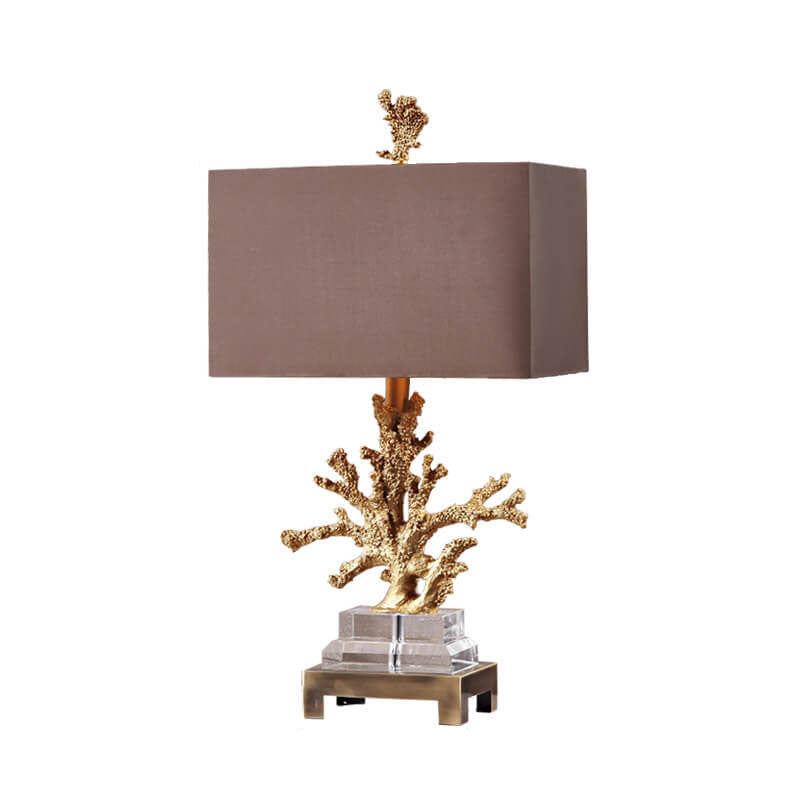 Linen Resin Crystal Coral Table Lamp