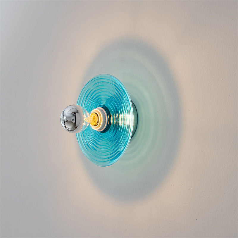 Wave Pattern Round Glass Wall Lamp